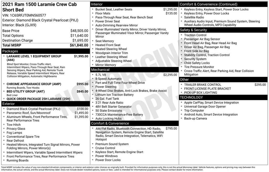 ram ram 1500 pickup 2021 1C6SRFJT0MN560577 image ram ram 1500 pickup 2021 1C6SRFJT0MN560577 image